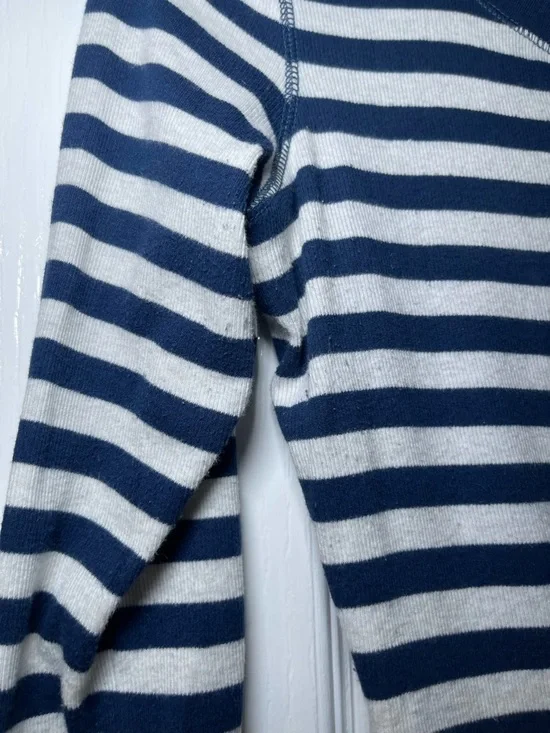 Y2K Vintage Abercrombie & Fitch Women’s Blue & White Striped Henley Size Large - Picture 4 of 16
